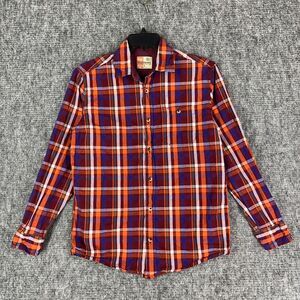 Ruff Hewn Shirt Mens Small Plaid Business Casual Button-Down Short Sleeve Cotton